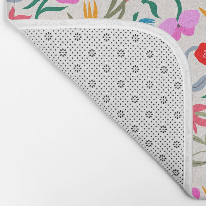 Wild Botanica Bloom - Romantic Abstract Floral Pattern Bath Mat Gallery Image 2