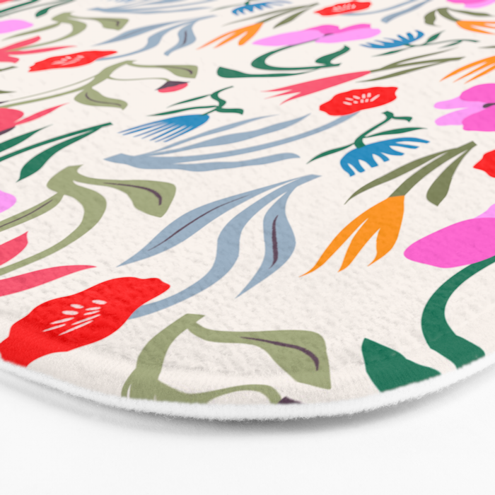 Wild Botanica Bloom - Romantic Abstract Floral Pattern Bath Mat Gallery Image 3