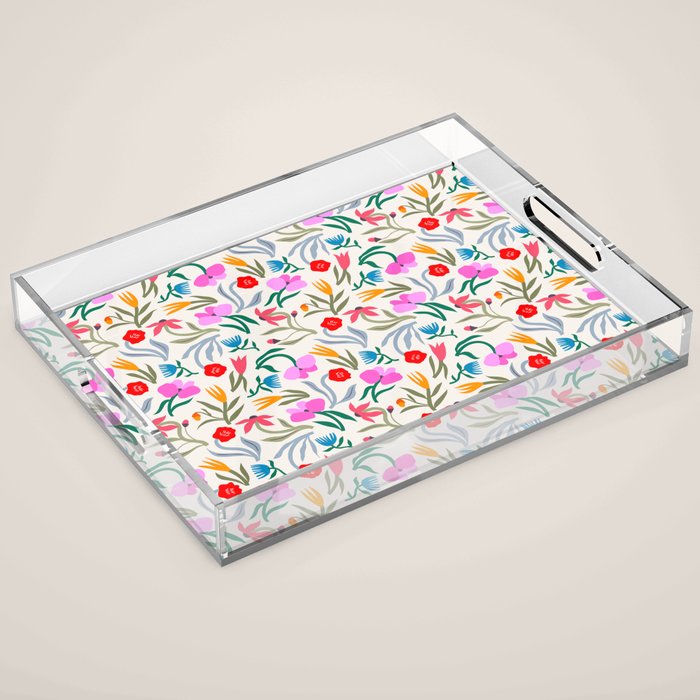 Wild Botanica Bloom - Romantic Abstract Floral Pattern Acrylic Tray Gallery Image 1