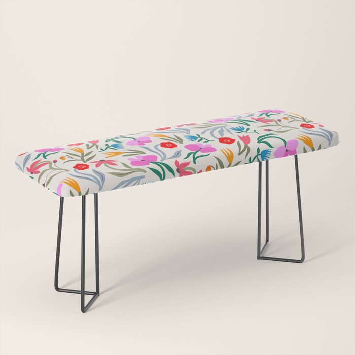 Wild Botanica Bloom - Romantic Abstract Floral Pattern Bench Gallery Image 1