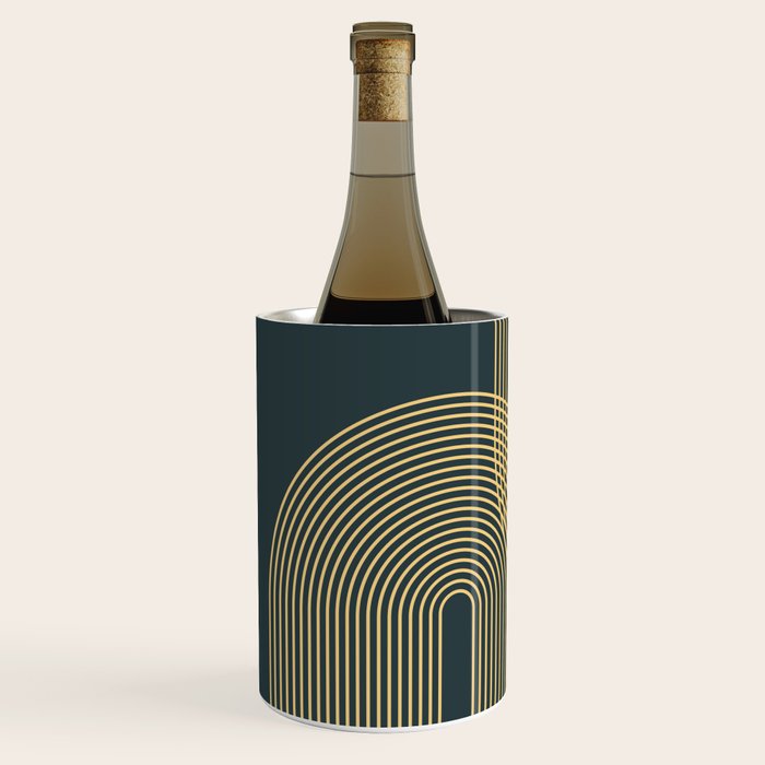 Geometric Lines Rainbows 19 in Slate Blue Gold Wine Chiller Gallery Image 2