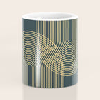 Geometric Lines Rainbows 19 in Slate Blue Gold Coffee Mug Gallery Image 4