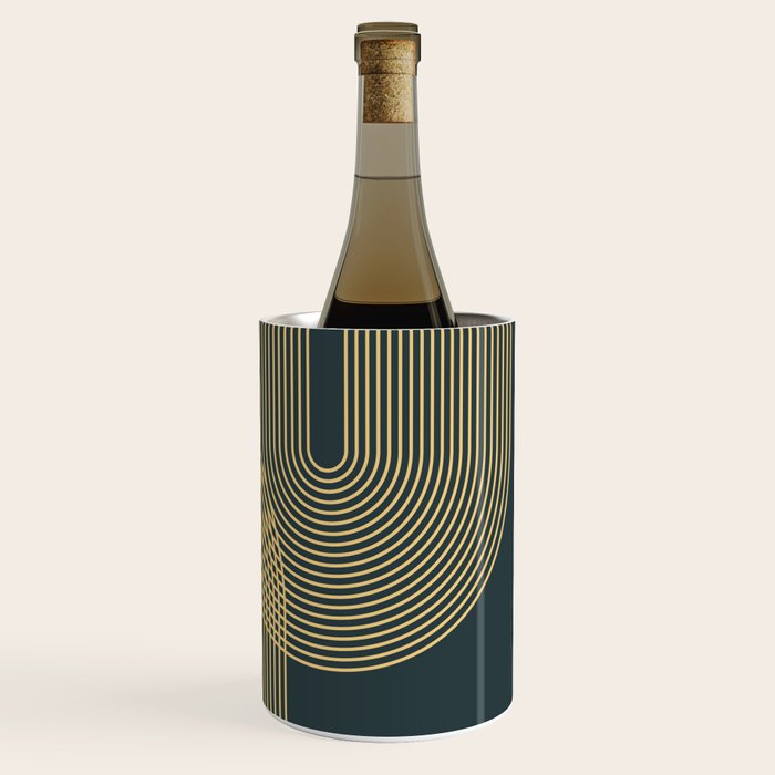 Geometric Lines Rainbows 19 in Slate Blue Gold Wine Chiller Gallery Image 3