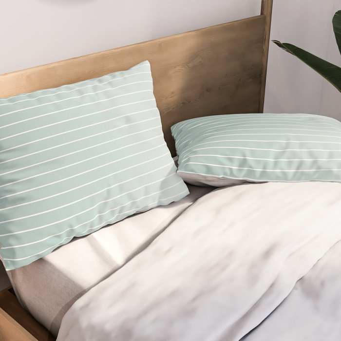 Ombre Arch XVII Natural Teal Gradient Modern Geometric Lines Pillow Sham Gallery Image 2