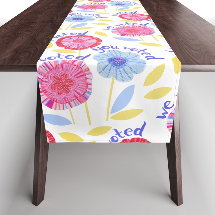 United We Grow - Vote | Floral in Red, Pink, & Blue Table Runner Gallery Image 1