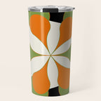 Mid-Century Modern Art 1.4 - Green & Orange Flower Travel Mug Gallery Image 1