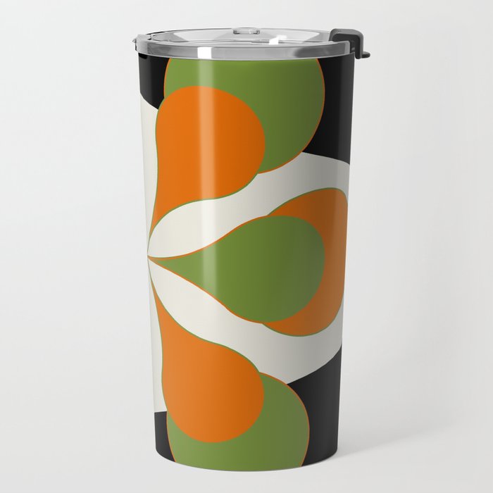 Mid-Century Modern Art 1.4 - Green & Orange Flower Travel Mug Gallery Image 2