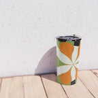 Mid-Century Modern Art 1.4 - Green & Orange Flower Travel Mug Gallery Image 4