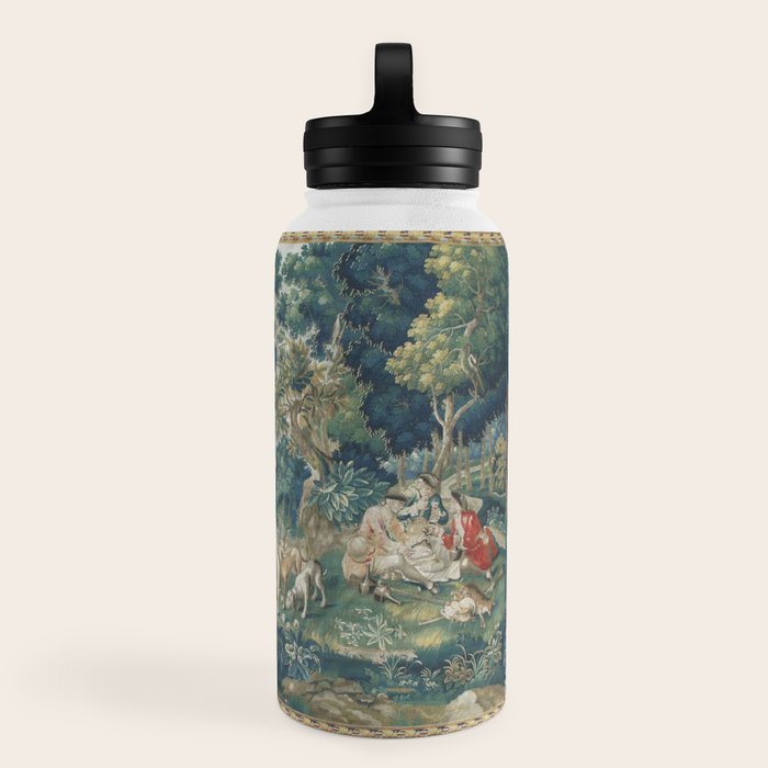 Antique French Verdure Hunting Scene Tapestry Water Bottle Gallery Image 2