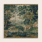 Antique French Verdure Hunting Scene Tapestry Wood Wall Art Gallery Image 1