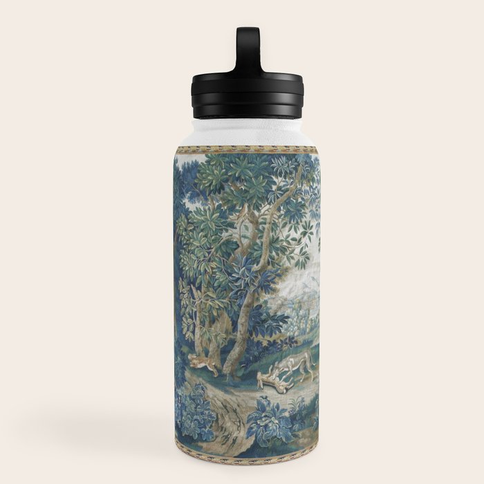 Antique French Verdure Hunting Scene Tapestry Water Bottle Gallery Image 3