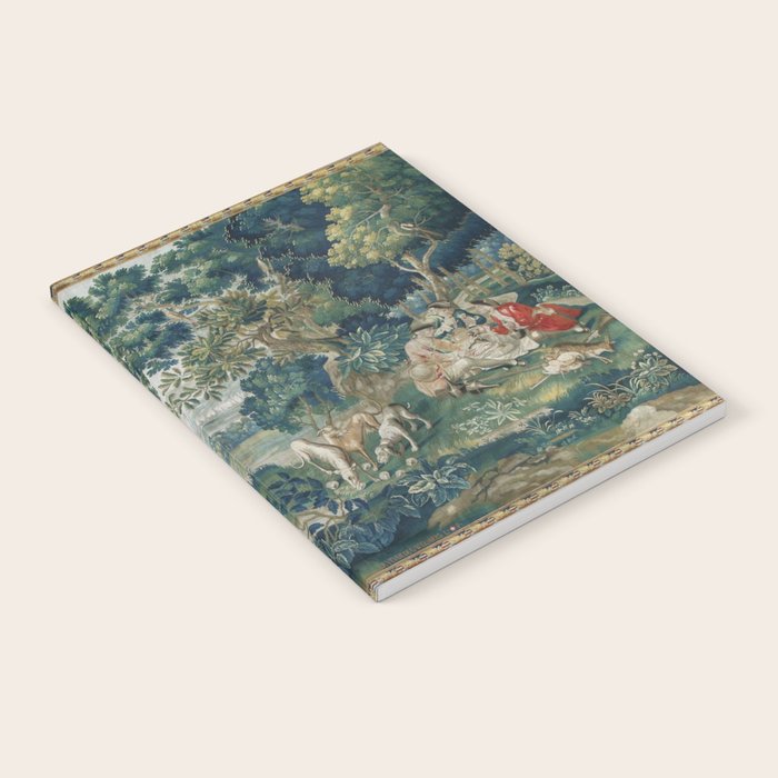 Antique French Verdure Hunting Scene Tapestry Notebook Gallery Image 2