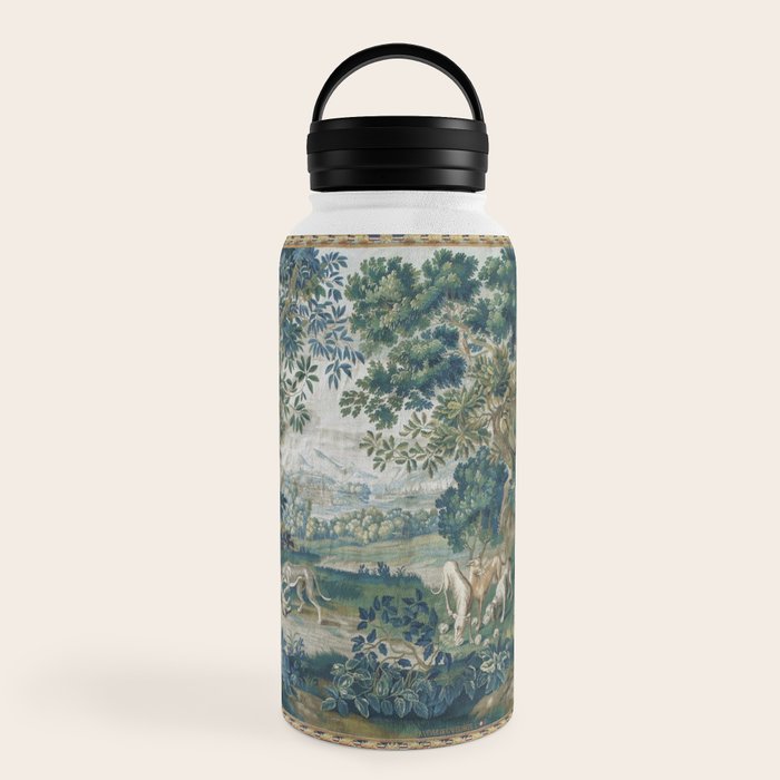 Antique French Verdure Hunting Scene Tapestry Water Bottle Gallery Image 6