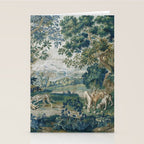 Antique French Verdure Hunting Scene Tapestry Stationery Card Gallery Image 2