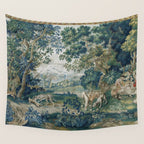 Antique French Verdure Hunting Scene Tapestry Wall Tapestry Gallery Image 4