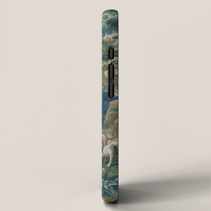 Antique French Verdure Hunting Scene Tapestry iPhone Case Gallery Image 2