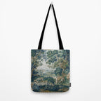 Antique French Verdure Hunting Scene Tapestry Tote Bag Gallery Image 2