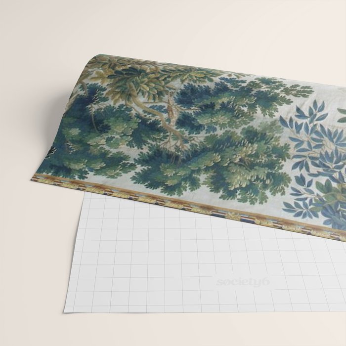Antique French Verdure Hunting Scene Tapestry Wrapping Paper Gallery Image 2