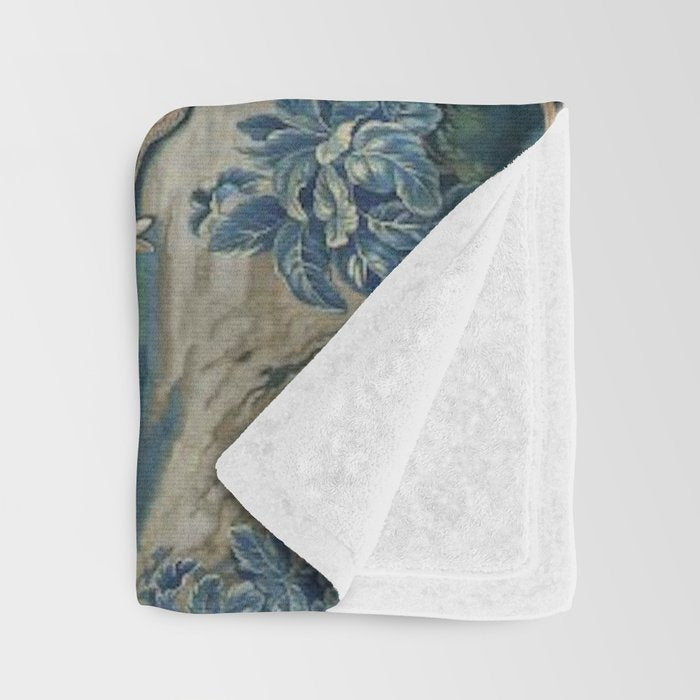 Antique French Verdure Hunting Scene Tapestry Throw Blanket Gallery Image 3