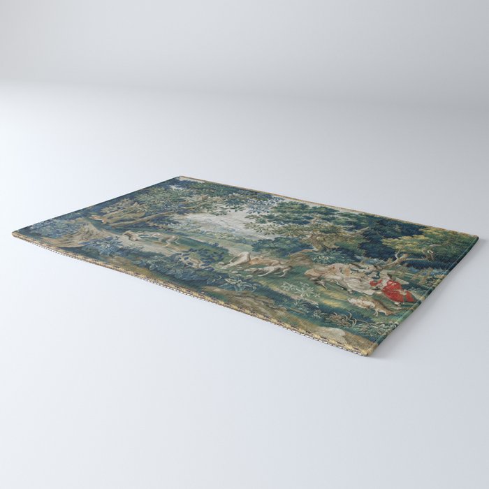 Antique French Verdure Hunting Scene Tapestry Rug Gallery Image 3