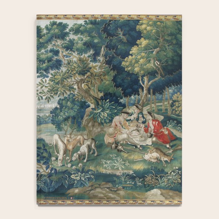 Antique French Verdure Hunting Scene Tapestry Notebook Gallery Image 4