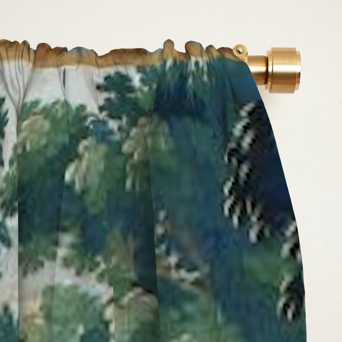 Antique French Verdure Hunting Scene Tapestry Window Curtain Gallery Image 2