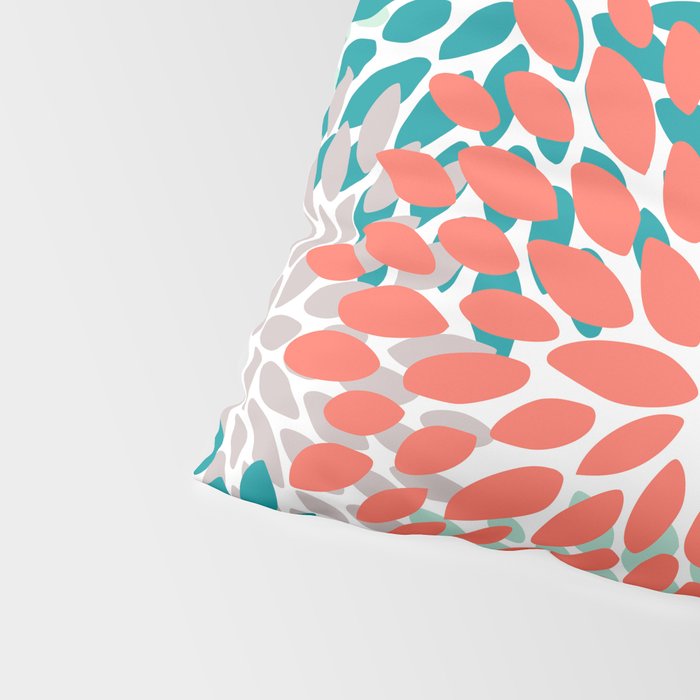 Floral Pattern, Orange, Teal, Mint Green, Flower Print Pillow Sham Gallery Image 4