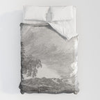 Hudson River and Catskills, Graphite and Crisp White Duvet Cover Gallery Image 6