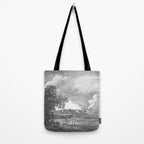 Hudson River and Catskills, Graphite and Crisp White Tote Bag Gallery Image 2