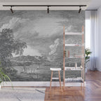 Hudson River and Catskills, Graphite and Crisp White Wall Mural Gallery Image 1
