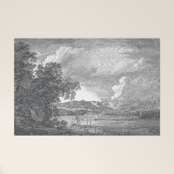 Hudson River and Catskills, Graphite and Crisp White Welcome Mat Gallery Image 1