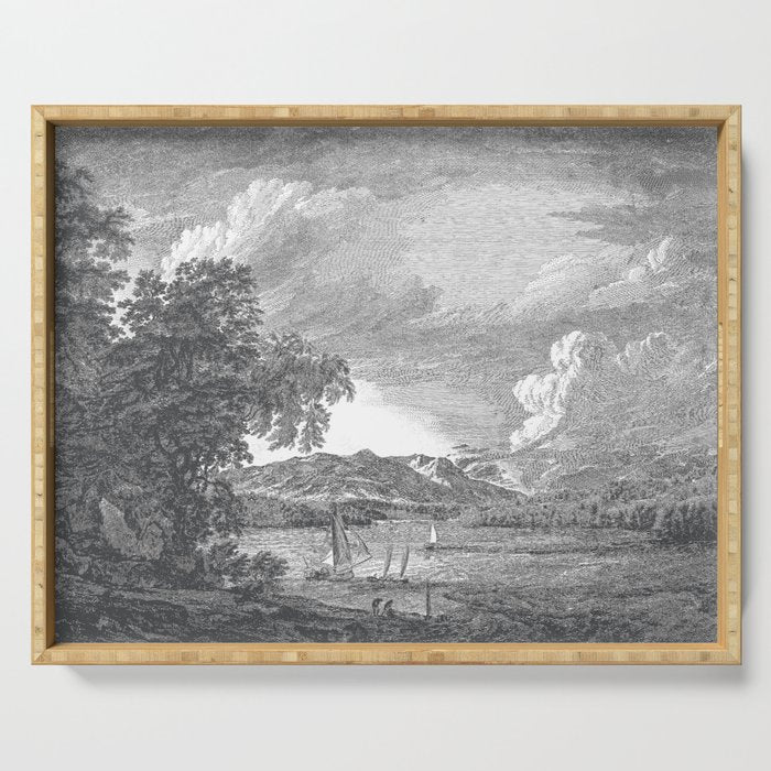 Hudson River and Catskills, Graphite and Crisp White Serving Tray Gallery Image 1