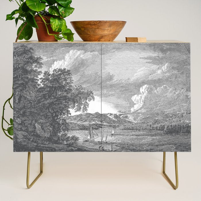 Hudson River and Catskills, Graphite and Crisp White Credenza Gallery Image 1