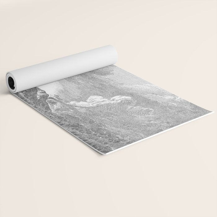 Hudson River and Catskills, Graphite and Crisp White Yoga Mat Gallery Image 2