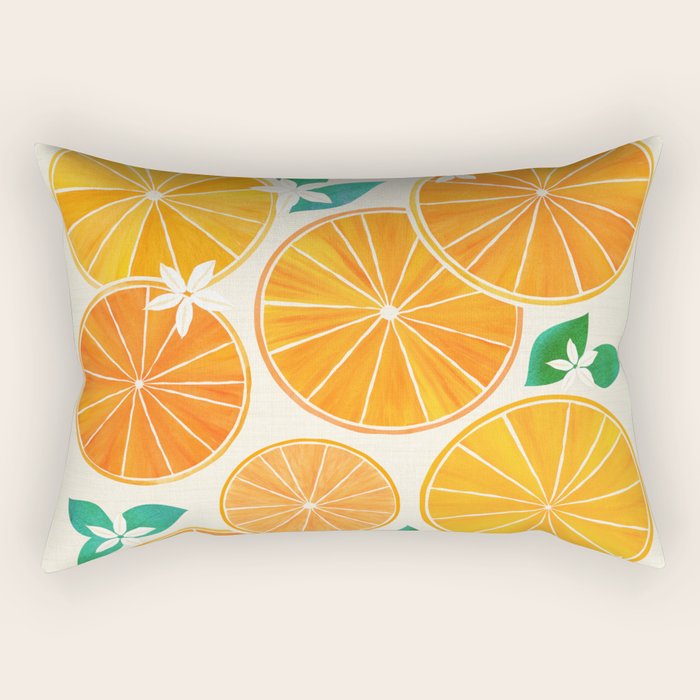 Orange Slices With Blossoms Rectangular Pillow Gallery Image 2