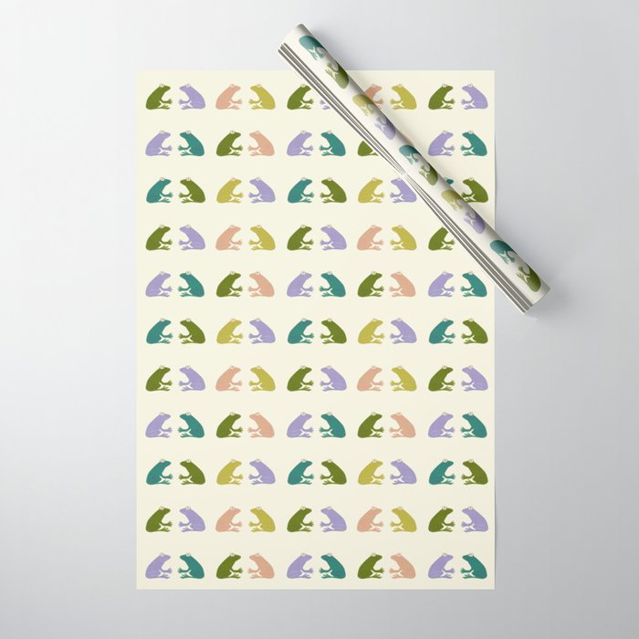 Frog friends pattern on cream Wrapping Paper Gallery Image 1