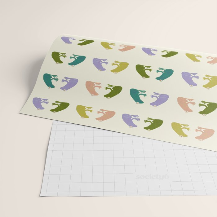 Frog friends pattern on cream Wrapping Paper Gallery Image 2