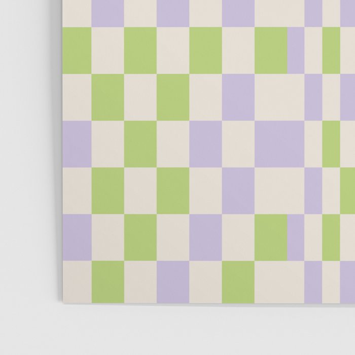 Happy Colorful Checkered Pattern Green and Lilac Poster Gallery Image 3