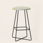 Happy Colorful Checkered Pattern Green and Lilac Stool Gallery Image 1