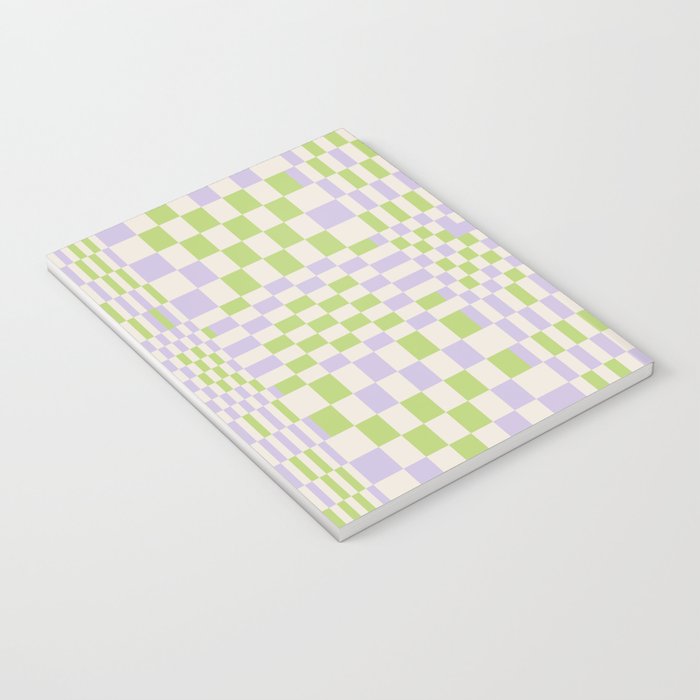 Happy Colorful Checkered Pattern Green and Lilac Notebook Gallery Image 3
