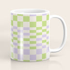 Happy Colorful Checkered Pattern Green and Lilac Coffee Mug Gallery Image 1