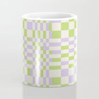 Happy Colorful Checkered Pattern Green and Lilac Coffee Mug Gallery Image 4