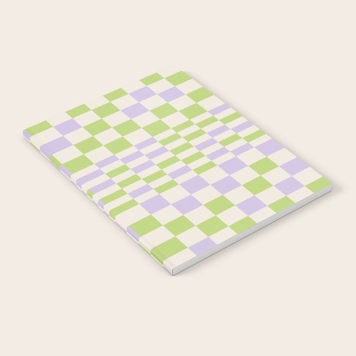 Happy Colorful Checkered Pattern Green and Lilac Notebook Gallery Image 1