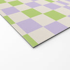 Happy Colorful Checkered Pattern Green and Lilac Welcome Mat Gallery Image 2