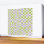 Happy Colorful Checkered Pattern Green and Lilac Wall Mural Gallery Image 2