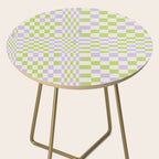 Happy Colorful Checkered Pattern Green and Lilac Side Table Gallery Image 2