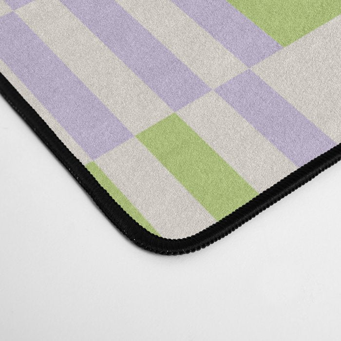 Happy Colorful Checkered Pattern Green and Lilac Desk Mat Gallery Image 4