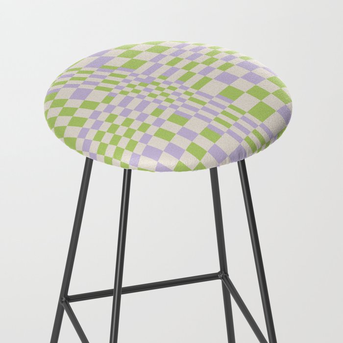 Happy Colorful Checkered Pattern Green and Lilac Stool Gallery Image 2