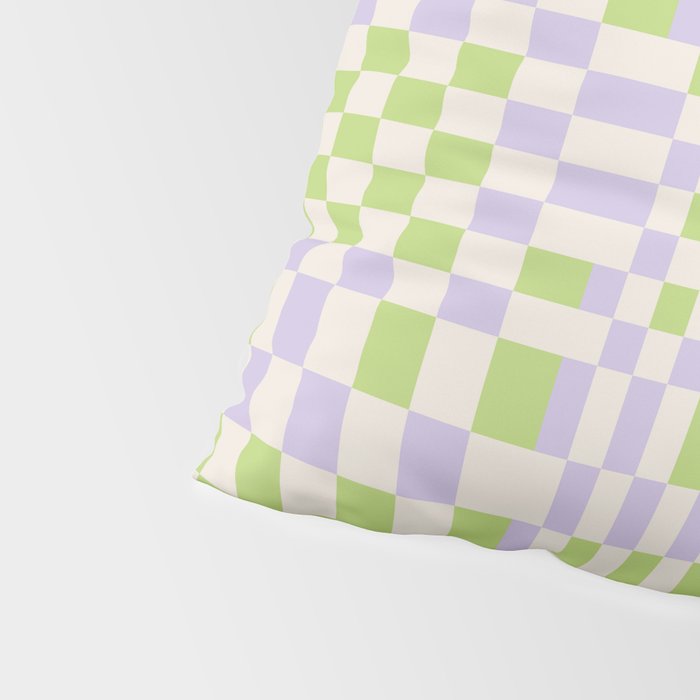 Happy Colorful Checkered Pattern Green and Lilac Pillow Sham Gallery Image 4