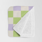 Happy Colorful Checkered Pattern Green and Lilac Throw Blanket Gallery Image 3